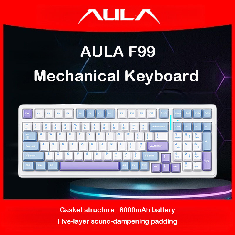 Pc Gaming Lounge - AULA F99 Mechanisch toetsenbord, driemodus, 2.4G,
